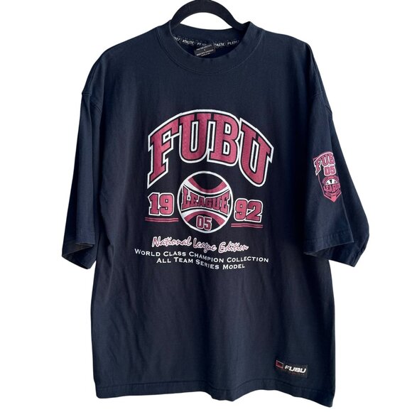 Fubu 05 League Vintage 1992 National League Edition Black Short Sleeve T-Shirt L - Picture 1 of 8